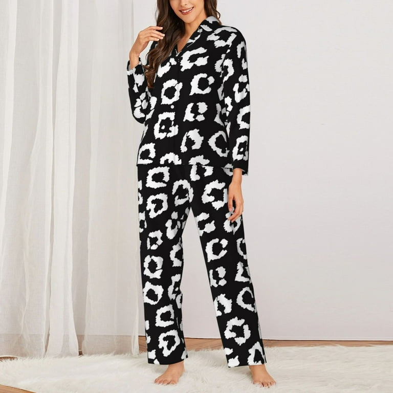 Black leopard print pyjamas hotsell