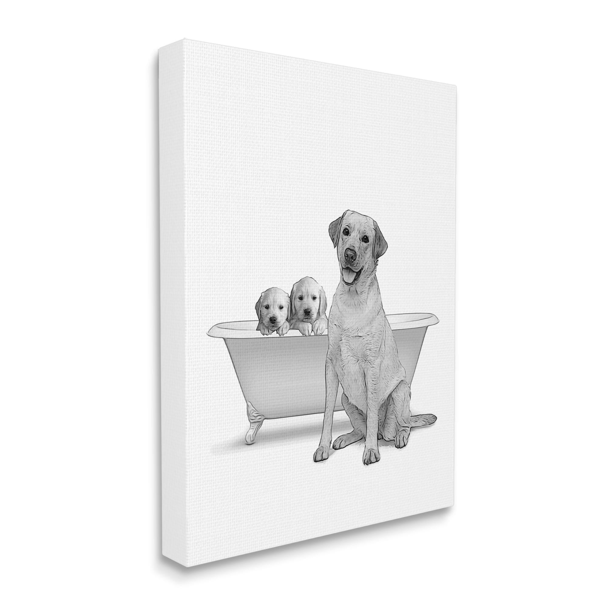 Stupell Industries Dog Family Bathroom Animals Animals & Insects Painting Gallery Wrapped Canvas Print Wall Art