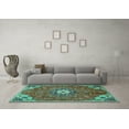 thumbnail image 3 of Ahgly Company Machine Washable Indoor Rectangle Persian Turquoise Blue Traditional Area Rugs, 3' x 5', 3 of 4