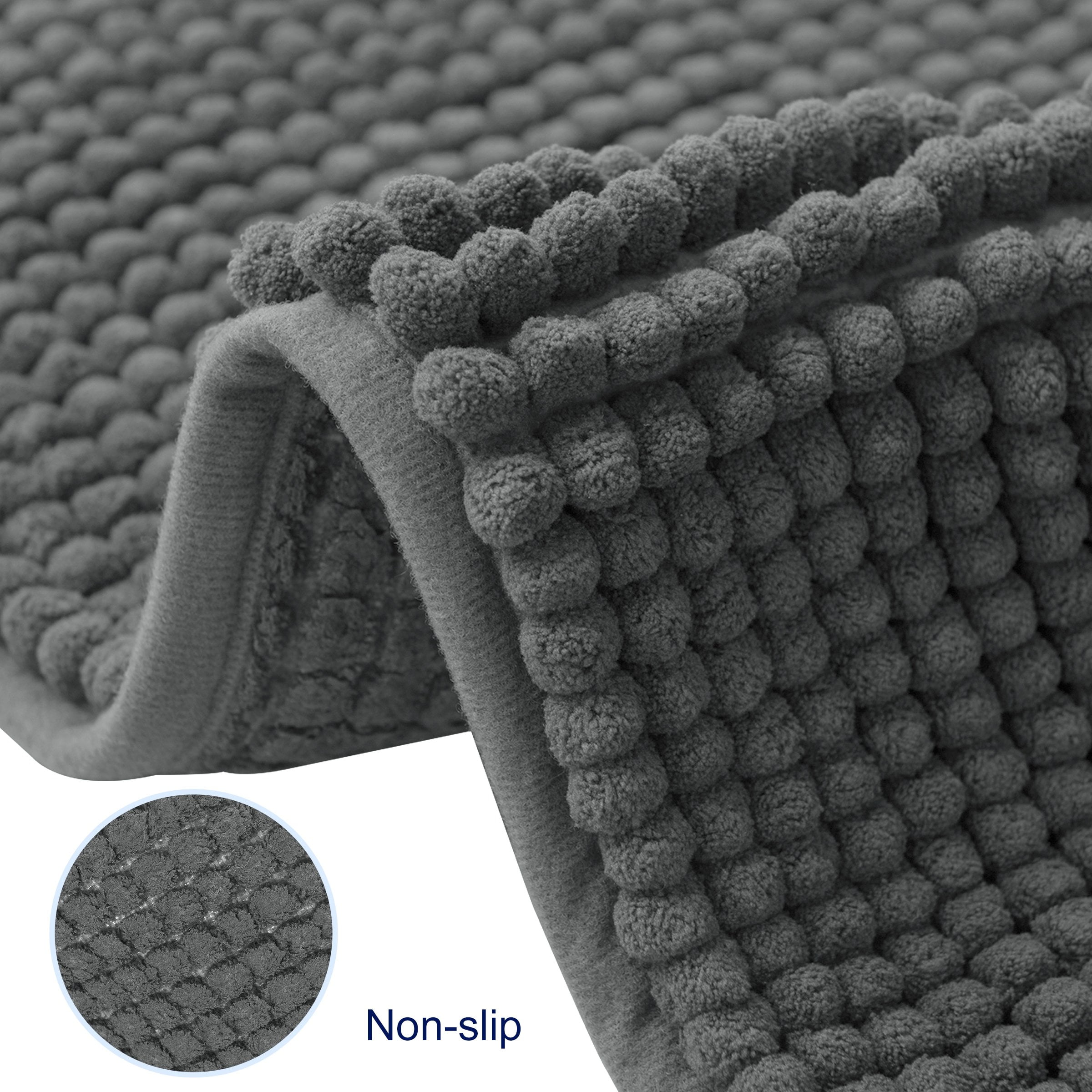 Gradient Cationic Chenille Water Absorbent Bath Rug Latitude Run Color: Black, Size: 16 W x 24 L