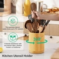 thumbnail image 2 of Wooden Utensil Holder, 360° Rotating Kitchen Utensil Holder for Counter, 7.2" Large Cooking Utensil Crock for Countertop, Utensils Organizer for Cooking Spatula Storage, 2 of 6