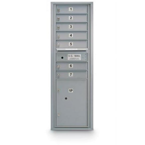 Postal Products Unlimited  7 Door Standard 4C Mailbox with 1 Parcel Locker - Silver