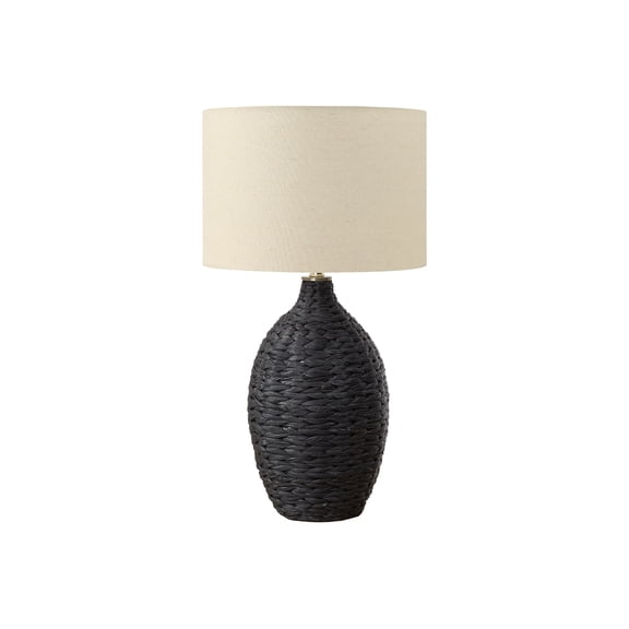 Monarch Specialties I 9918 Lighting, 30"H, Black Rattan, Beige Shade