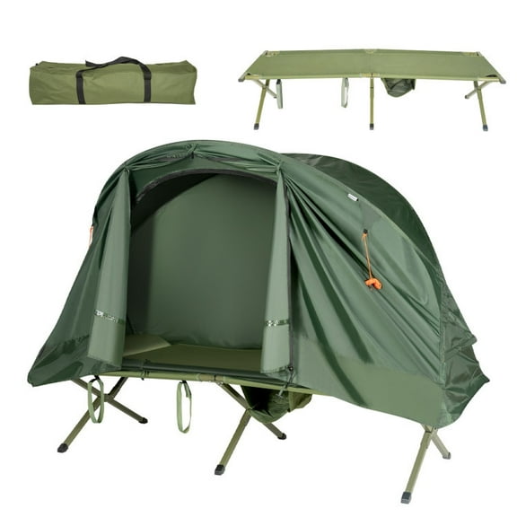 FITHOOD 1-Person Cot Elevated Compact Tent Set with External Cover