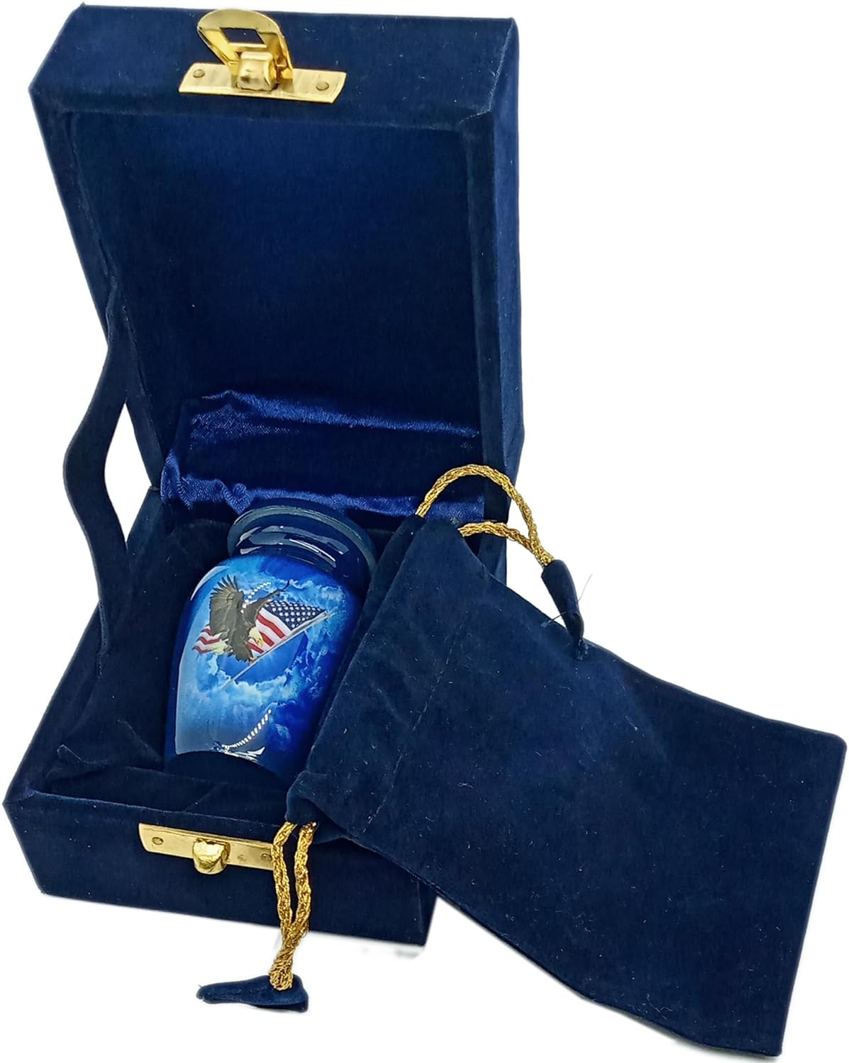 UR Keepsake Urn –Fly American Eagle with USA Flag Keepsake Cremation Urn for Human Ashes with Velvet Box & Velvet Bag-Mini Keepsake Urn - Affordable Keepsake Urn (3 cu.in)