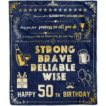 50th Birthday Gifts for Men, 50th Birthday Gifts for Him, 50 Year Old Birthday Gifts for Men, 50th Blanket 50th Birthday Decorations for Men, Gift for 50th Birthday Men, Navy Blue Blanket 50Lx60W Inch