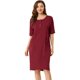 thumbnail image 3 of Camisa de dormir elegante frontal con botones de mangas cortas para mujer con camisón de dormir con bolsillos Vino tinto M, 3 of 6