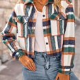 thumbnail image 4 of Flannels for Women Cropped Shacket Jacket Fashion Plaid Button Down Shirt 2024 Fall Coat Tops(Green,M), 4 of 6