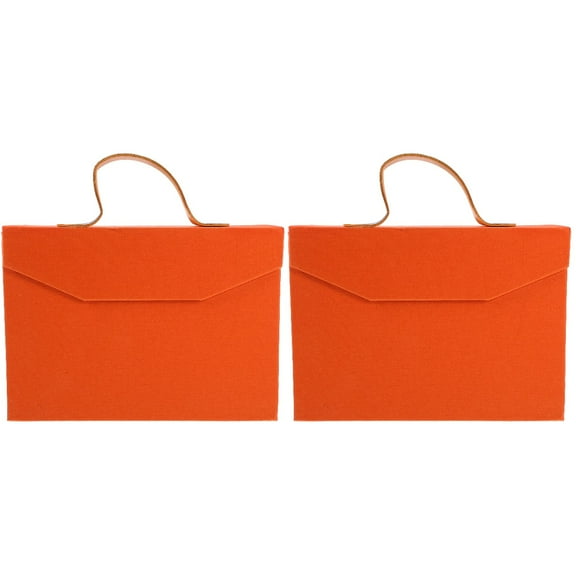 Set of 2 Small Gift Boxes with Lids Wrapping for Presents Packaging Party Orange