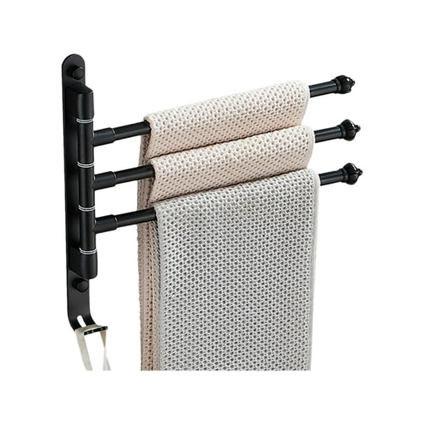 Toallero Irfora Toalleros giratorios con ganchos, 3 barras, brazos plegables, colgador de toallas de baño, soporte de pared, toallero, toallero de aluminio, organizador para baño, cocina Irfora Toallero
