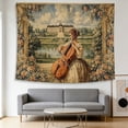 thumbnail image 4 of FLASHLUMI 40" x 30" Vintage Cello Lady Tapestry, European Palace Garden Wall Hanging for Bedroom Decor, 4 of 8