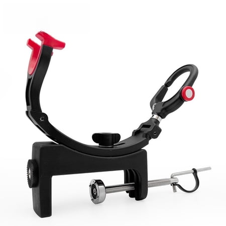 Adjustable Dual Head Boat Fishing Rod Holder 360° Rotating Carbon Fiber Clamp With Anti-Slip Pads For Horizontal And Vertical Mounting On Boats Or Bridges Foldable Black