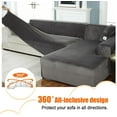 thumbnail image 3 of SHANNA Non-Slip 2-Pieces Polyester L Shape Sofa Covers, Dark Grey, 3 of 13