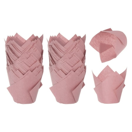 200 Pcs Tulip Baking Cups Cupcake Muffins Liners Paper Greaseproof Wrappers for Wedding Birthday, Pink