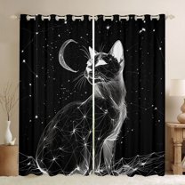 jejeloiu Cute Cat Blackout Curtains Set of 2 (52x84 Each),Pet Animal Window Curtains,Gray Black Curtains and Drapes For Girls Boys,Luxury Bedroom Decor