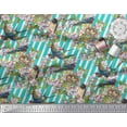 thumbnail image 3 of Soimoi Viscose Chiffon Fabric Bird,Stripe & Periwinkle Floral Printed Fabric 1 Yard 42 Inch Wide, 3 of 3