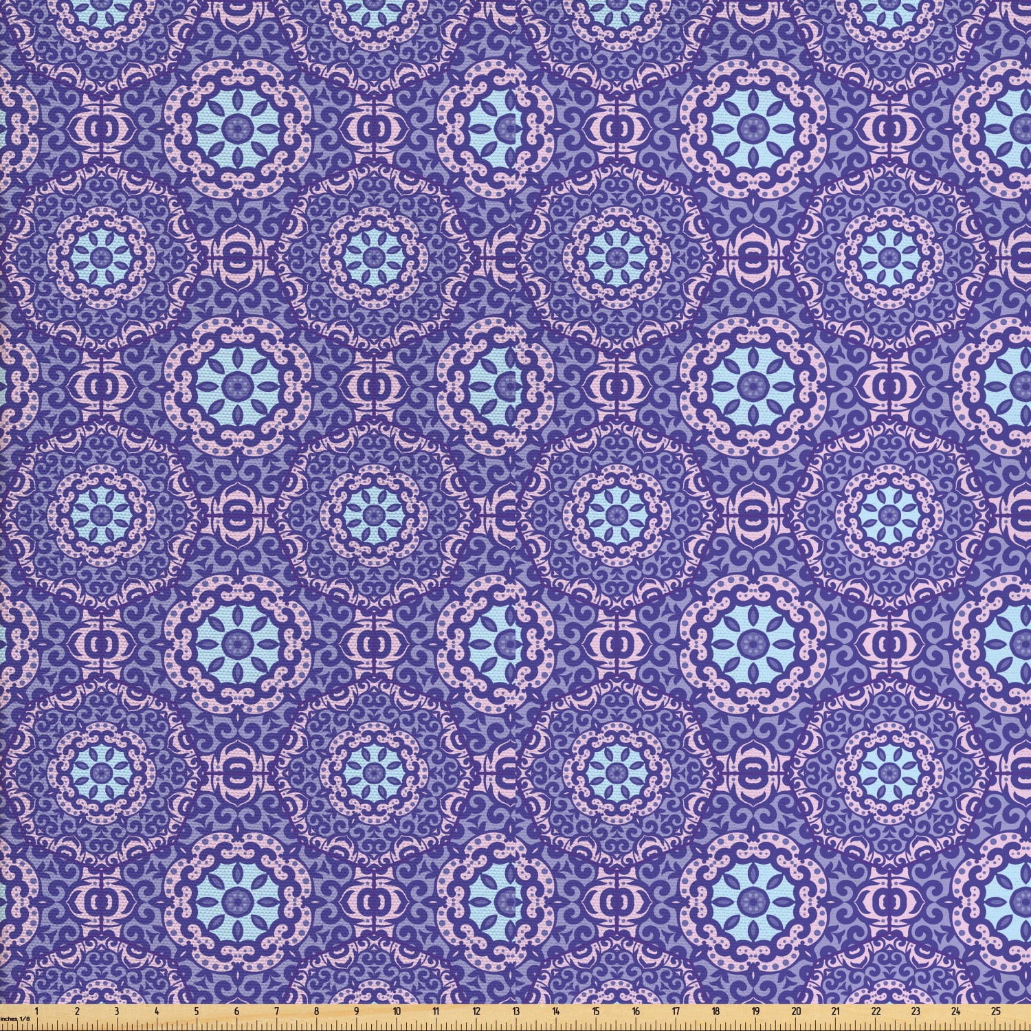 Oriental Fabric by the Yard, Curlicue and Medallion Motifs in Vibrant