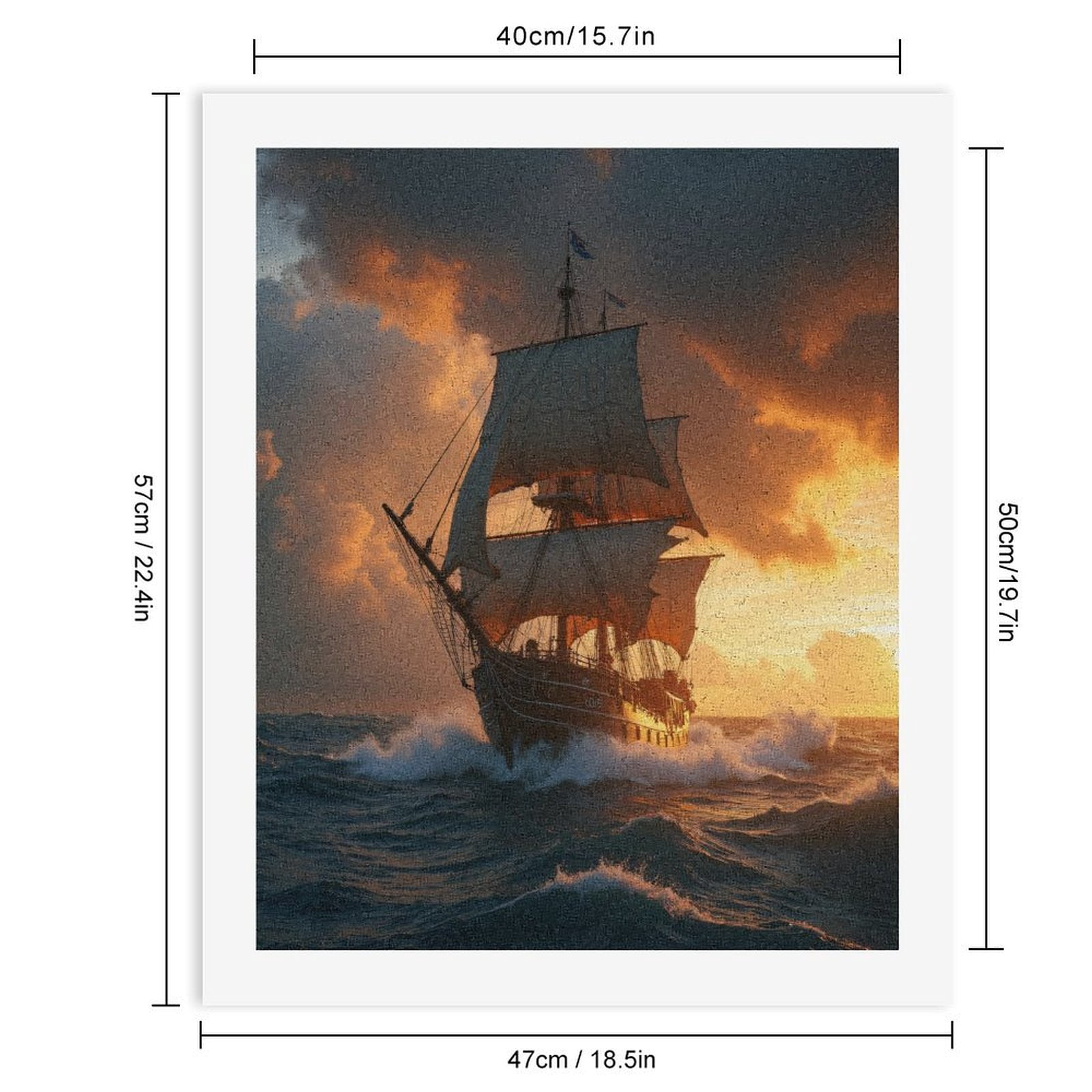 Paint by Numbers Kit for Adults, Sunset Voyage Tall Ship Ocean Waves Paint by Numbers, Easy Paint by Numbers Kit for Adults Beginner, DIY Adult Paint by Number Kits on Canvas, Home Decor