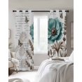 thumbnail image 5 of Teal Flowers Blackout Curtains Light Blocking Print Window Curtains, Watercolor Botanical Elegant Floral Butterfly Thermal Insulated Window Drapes for Living Room Kitchen (2 Panels, 104"W x 84"L), 5 of 8