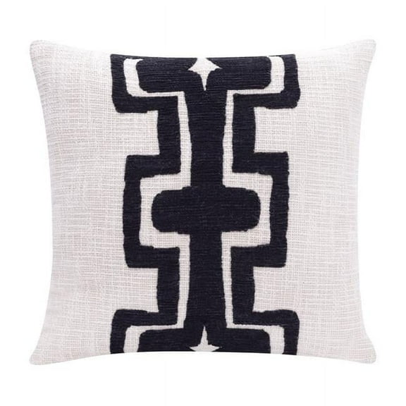24 x 24 in. Geometric Zippered Cotton Throw Pillow, Black - Set of 2