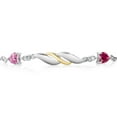 thumbnail image 2 of Gem Stone King 925 Silver and 10K Yellow Gold Bracelet for Women Pink Moissanite Created Ruby (1.12 Cttw) and Lab Grown Diamond, 2 of 3