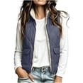 thumbnail image 4 of Hueook Vest for Women Sleeveless Zip Up Multi Pockets Casual Work Utility Vest Coat with Pockets Navy 2X, 4 of 7