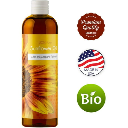 100% Pure Sunflower Seed Oil Anti-Aging Natural Skin Care and Hair Conditioner Health Beauty Carrier Oil for Aromatherapy Essential Oils Massage Therapy Oil with Antioxidant Vitamin E (Best Sunflower Seeds For Oil)