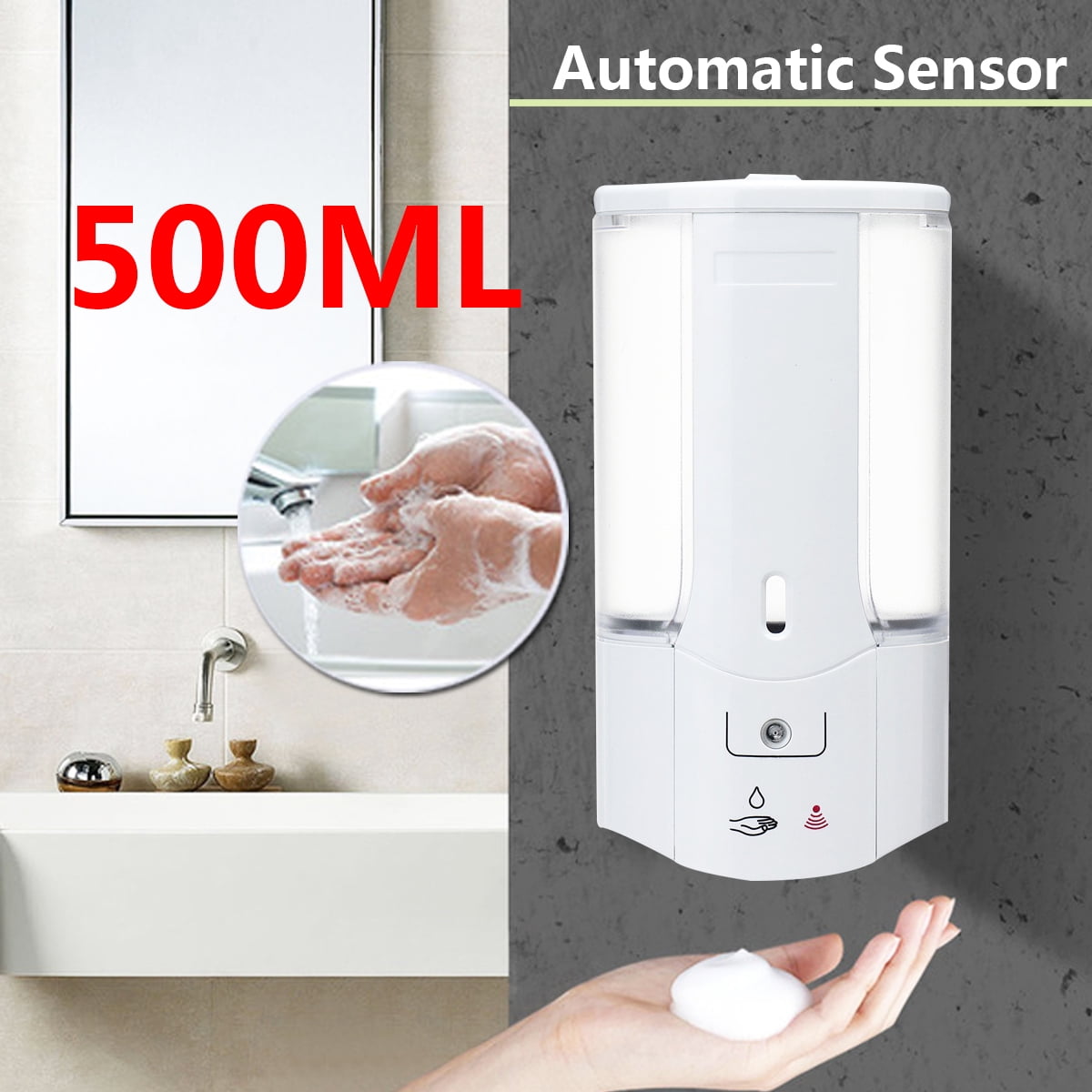 500mL Touchless Infrared Sensor Soap Dispenser Wall Mounted Shampoo Dishwashing Large Capacity