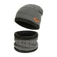 thumbnail image 3 of Men's Winter Beanie Hats Scarf Set Warm Knit Hat Thick Plush Lined Slouchy Cap Neck Warmer for Men Windproof Cap and Neckerchief, 3 of 4