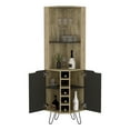 thumbnail image 6 of Corner Bar Cabinet Built-in Six Wine Rack, Wine Bar Cabinet with Two Shelves, Four Shelves With Door, Home Bar for Liquor and Wine Storage, Black + Dark Walnut, 6 of 7