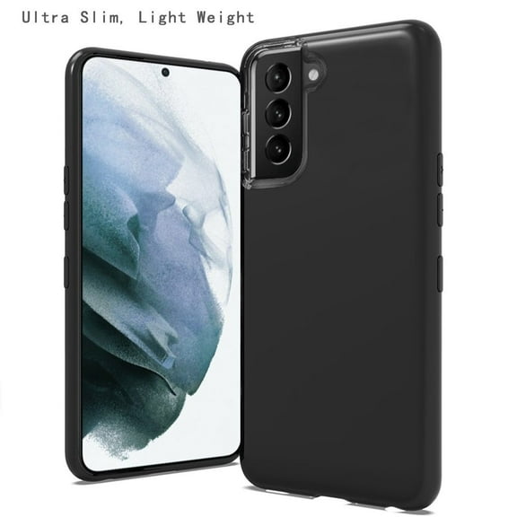 for Samsung Galaxy S21 FE /Fan Edition Premium Hybrid Soft Silicone Gummy TPU Gel Candy Skin Flexible Skinny Slim Thin Protector Cover ,Xpm Phone Case [Black]