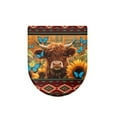 thumbnail image 6 of ZIATUBLES Elastic Edges Toilet Bowl Lid Cover Washable Reusable Toilet Seat Lid Fits Most Size Toilet Lids Summer Bathroom Decor Accessories, American Tribes Highland Cow Butterfly Sunflower, 6 of 6
