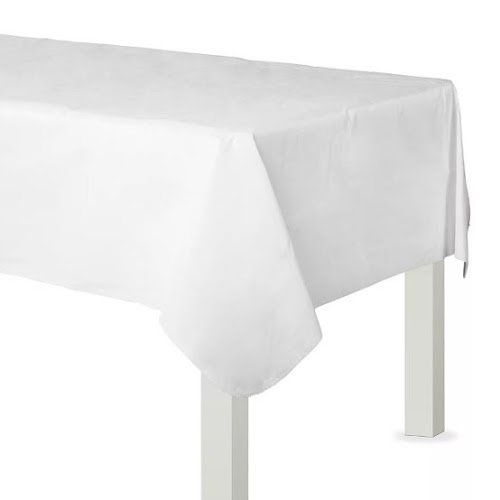 White FlannelBacked Vinyl Tablecloth