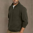 thumbnail image 4 of Aimik Hanes Men's Quarter Zip Sweatshirt Sherpa Lined Fleece Zipper Pullover Heavyweight Winter Warm Cotton Sweater-Army Green S, 4 of 6