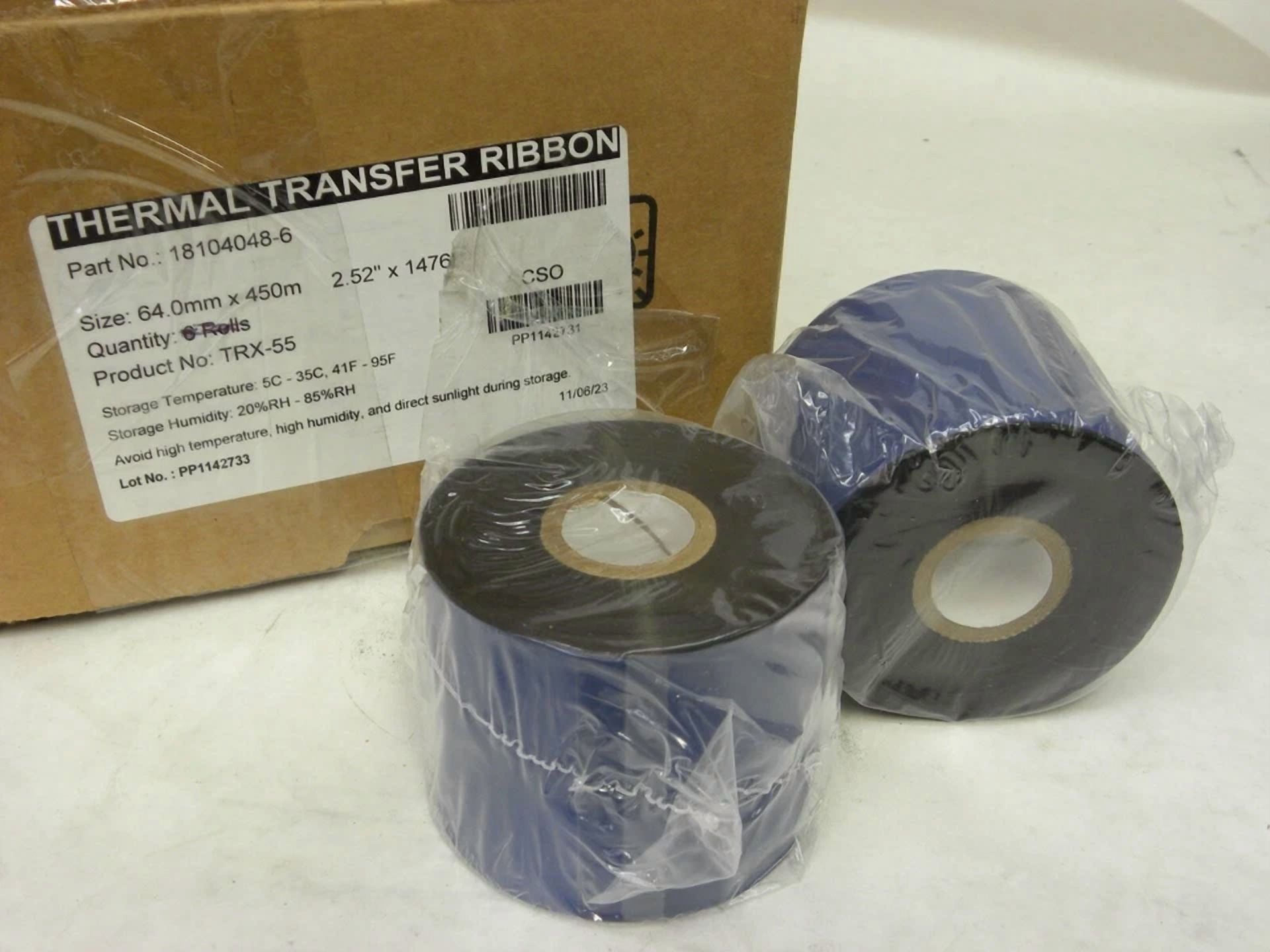 BUTTERFLY- 2 Rolls- 2.52" X 1476' Trx 55 Resin Wax Thermal Transfer Ribbons For Zebra