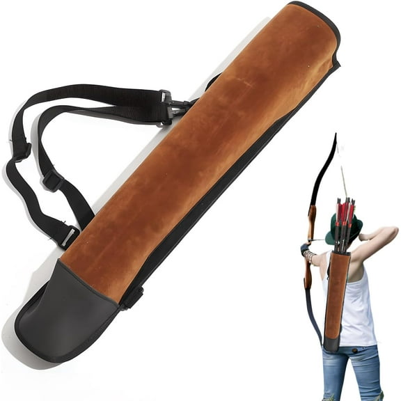 Leather Arrow Quiver for Recurve Bow/Compound Bow, 20 Inch Back Archery Quiver, Quiver Arrow Holder Holds Up to 36 Arrows