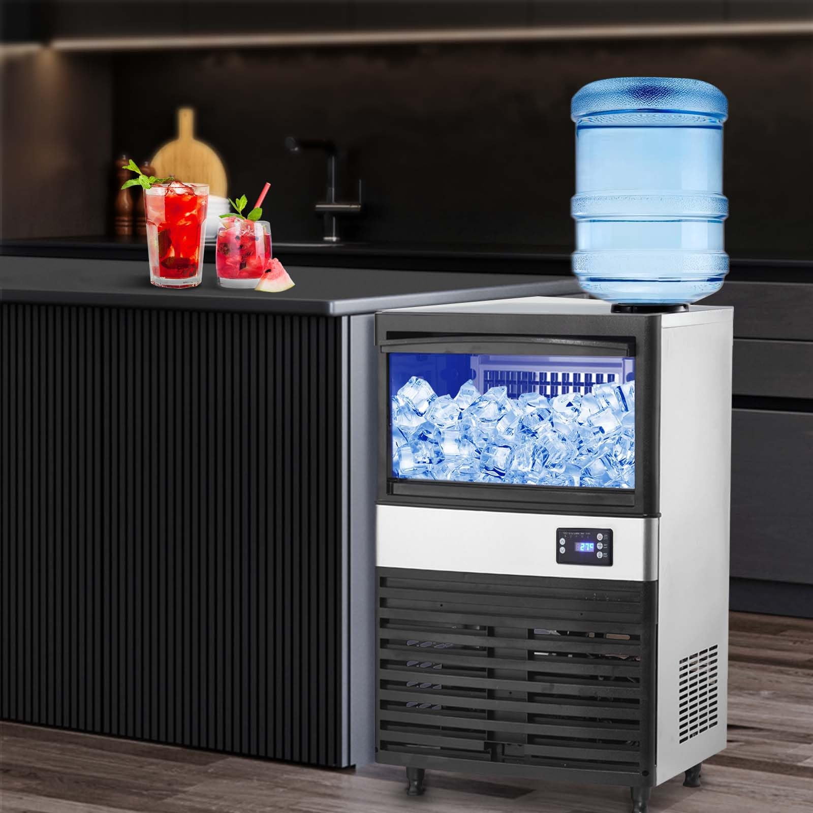 Towallmark 300W Nugget Ice Maker – 50KG/24H Stainless Steel Countertop Machine, White