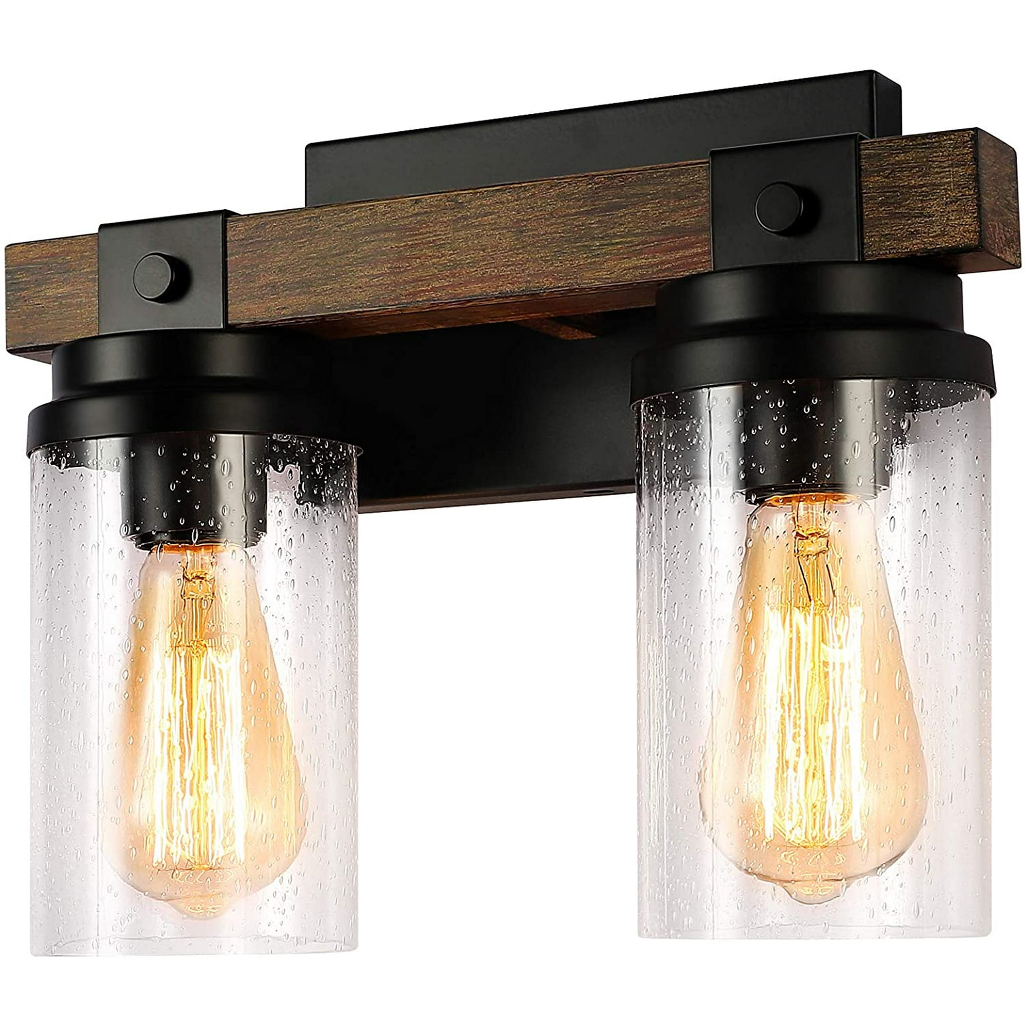 Rustic Bathroom Vanity Lighting Fixtures 2 Lights Farmhouse Light Over Mirror With Clear Glass Shade Black Wall Sconce For Hallway Bedroom Canada Rustic Bathroom Vanity Lighting, Bathroom Light Fixtures Black