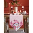 thumbnail image 4 of Table Runner Dresser Scarves Christmas Snowman with Hat Cotton Linen Burlap Table Cover Pink Xmas Tree Winter Snowflake Table Runners for Family Kitchen Dining Holiday Party Banquet Decor, 4 of 5