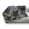 thumbnail image 3 of Waterfall Soft Flannel Fleece Throw Blanket, Waterfalls Surrounded by Rocks and Tropical Exotic Plant Nature Art, Cozy Plush for Indoor and Outdoor Use, 50" x 60", White Green and Brown, by Ambesonne, 3 of 6