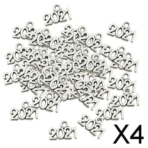 3x100 Uds. Colgantes con números, accesorios de joyería, manualidades DIY 2021 4 piezas