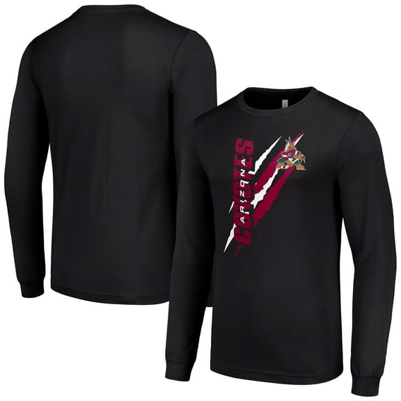 Men's Starter Black Arizona Coyotes Color Scratch Long-Sleeve T-Shirt