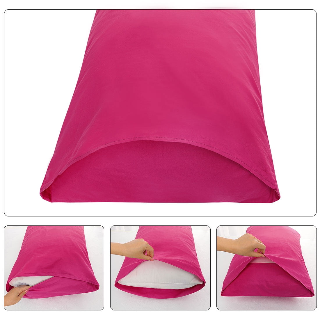 Unique Bargains 300TC Cotton Body Pillow Cover Case, 21" x 55"