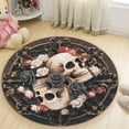 thumbnail image 5 of Camping Scene Round Area Rug, tent forest mountain circle carpet for living room or cabin, soft washable non-slip floor mat, outdoor adventure décor accent, 5 of 6