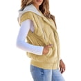 thumbnail image 3 of Women Cropped Hooded Zip Up Quilted Sleeveless Jackets Fall Light-Weight Coat with Pockets Yellow S, 3 of 8