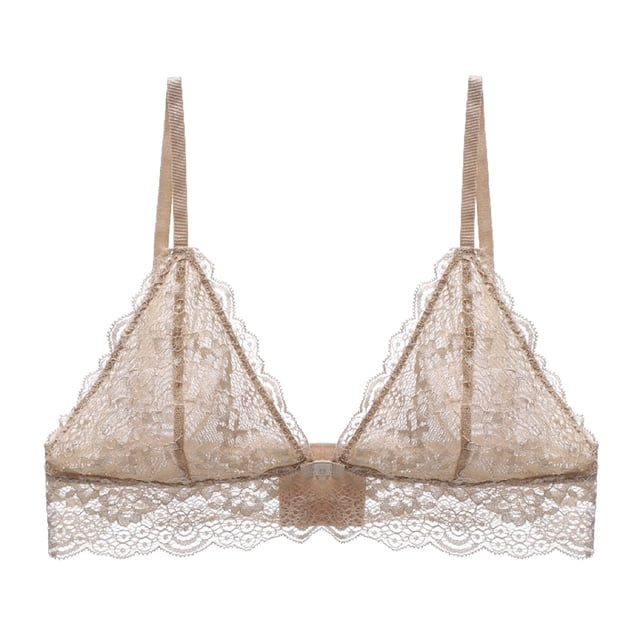 B91xZ Front Close Wirefree Back Support Posture Full Coverage Bra Front Closure Plus Size Full Coverage Lace Underwire Racerback Bra,Beige L