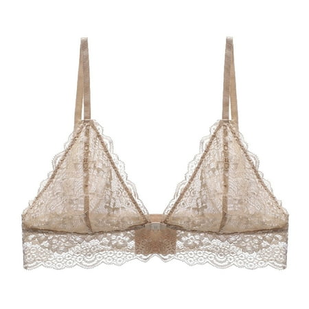 

TOWED22 Wireless Bra For Women Women s See Sheer Bra Unlined Underwire Support Everyday Bra with Silicone Nipple Beige