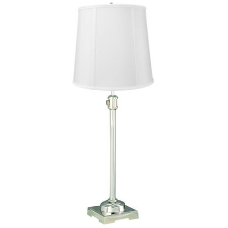 State Street Adjustable Table Lamp Shiny Silver Base with White Drum Lampshade