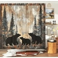 thumbnail image 2 of Bear Shower Curtains Rustic Cabin Lodge Woodland Wildlife Bath Curtain with Pine Trees and Black Bear in The Woods, Animal Hunting Camo Bathroom Decor Set with Hooks 70X75IN, 2 of 2