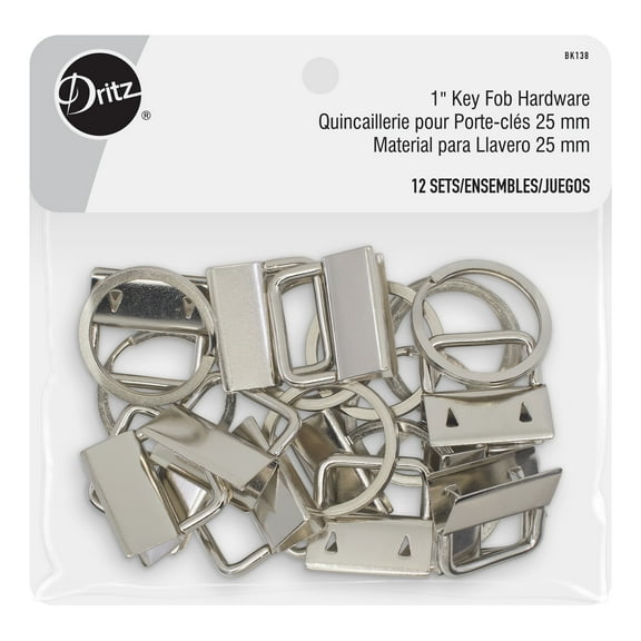Dritz 1" Key Fob Hardware, 12 Sets, Nickel